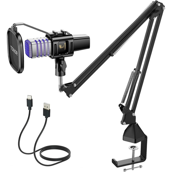 1pc RGB Gaming Microphone Set USB Gaming Microphone Set Cardioid Condenser Mic RGB Lighting XLR Connector Adjustable Boom Arm Stand for Streaming Podcast PS45 Discord Twitch  Black