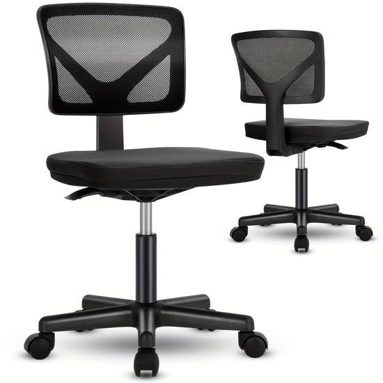 Adjustable Ergonomic Desk Chair OLIXIS Armless Desk Chairs Ergonomic Low Back Computer Chair No Arms Adjustable Rolling Mesh Task Work Swivel Chairs with Wheels Work Vanity Chair for Small Spaces Home Bedroom Study